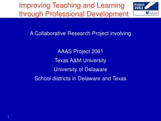 Improving Teaching and Learning through Professional Development
