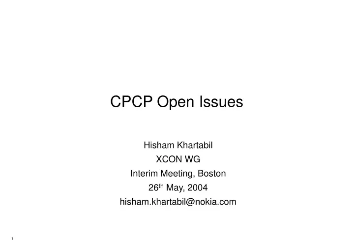 cpcp open issues