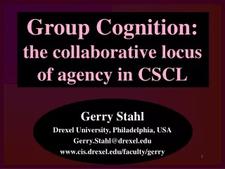 group cognition the collaborative locus of agency in cscl