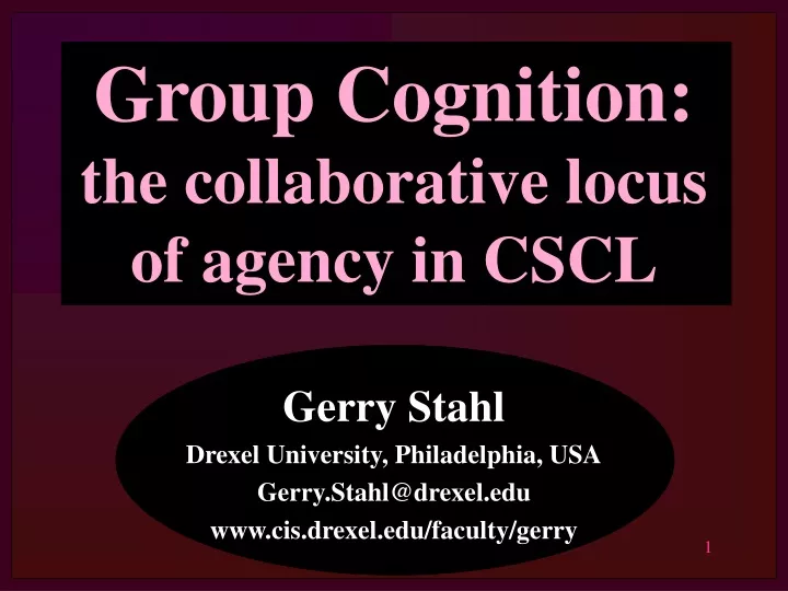 group cognition the collaborative locus of agency in cscl