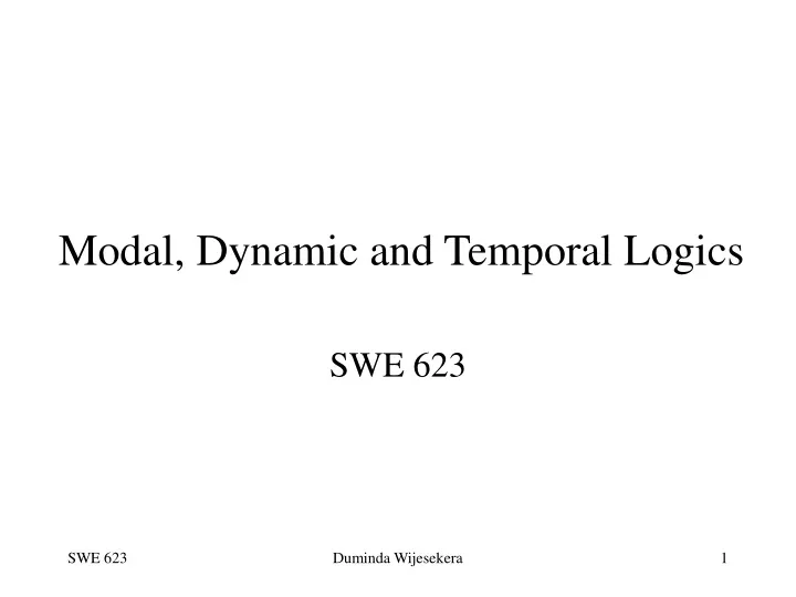 modal dynamic and temporal logics