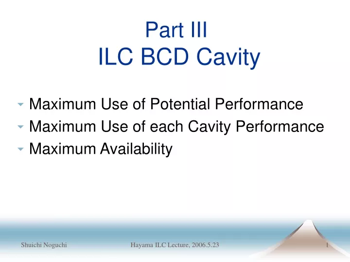 part iii ilc bcd cavity