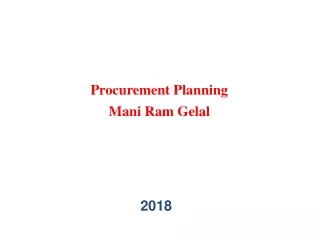 Procurement Planning Mani Ram Gelal