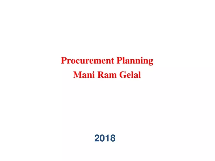 procurement planning mani ram gelal