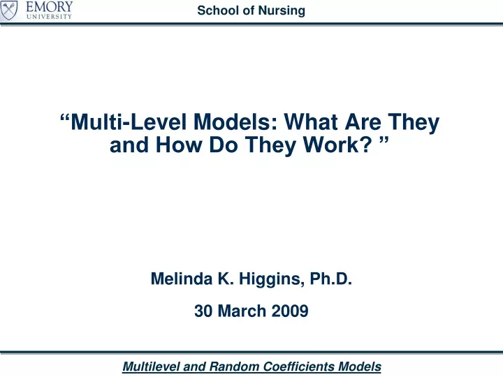 multi level models what are they and how do they work