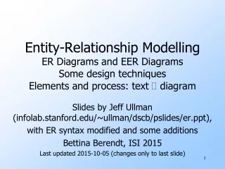 Slides by Jeff Ullman (infolab.stanford/~ullman/dscb/pslides/er),