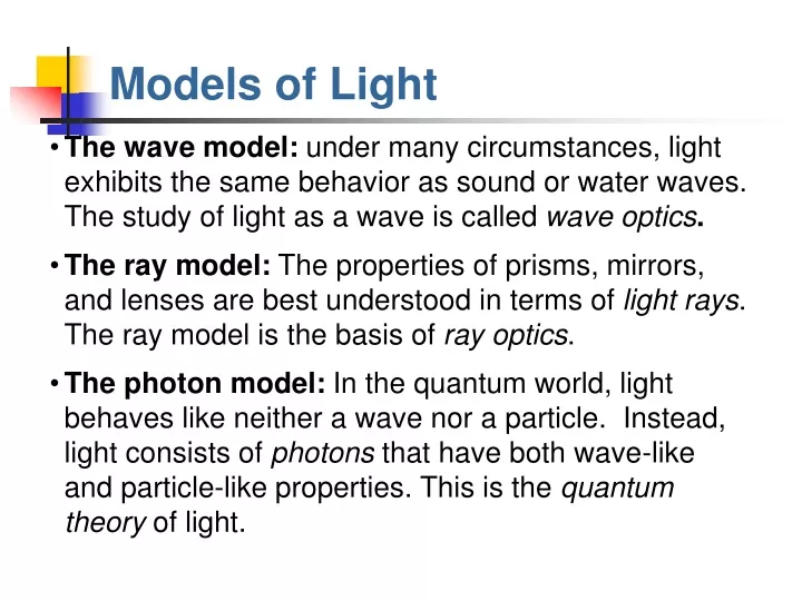 models of light