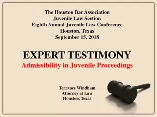 The Houston Bar Association Juvenile Law Section Eighth Annual Juvenile Law Conference