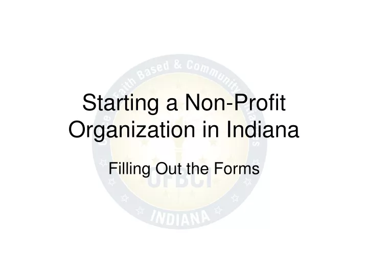 starting a non profit organization in indiana