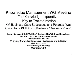 Brand Niemann, U.S. EPA, SICoP Chair, and KMWG Board Secretariat