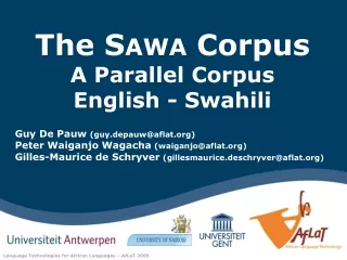 The  Sawa  Corpus A Parallel Corpus  English - Swahili