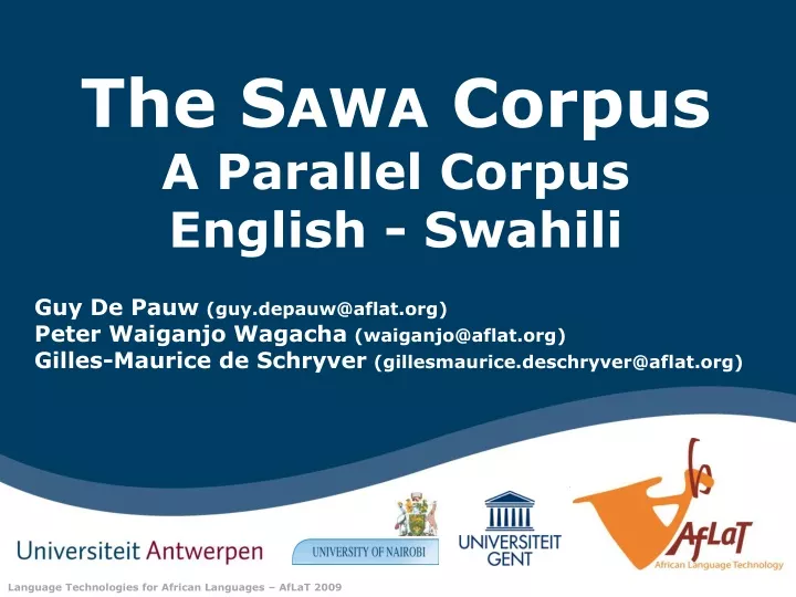 the sawa corpus a parallel corpus english swahili