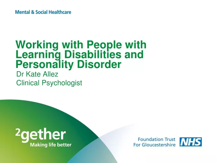working with people with learning disabilities and personality disorder