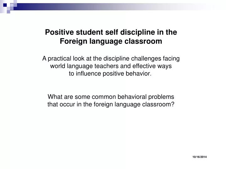 positive student self discipline in the foreign