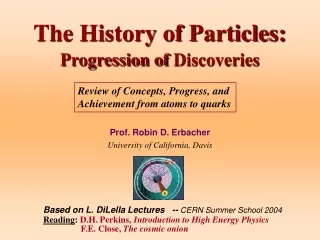 The History of Particles:  Progression of Discoveries