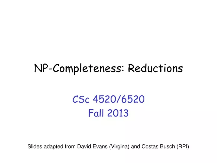 np completeness reductions