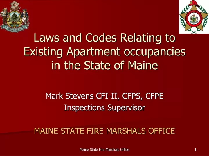 laws and codes relating to existing apartment occupancies in the state of maine