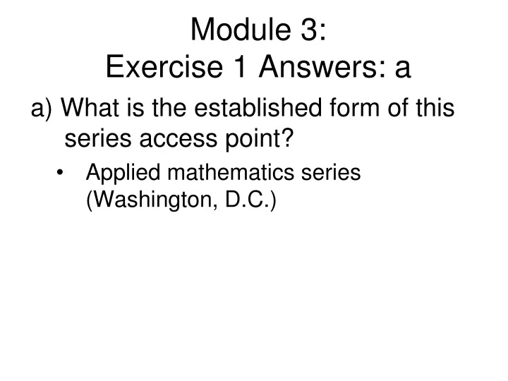 module 3 exercise 1 answers a