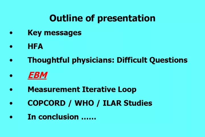 outline of presentation key messages