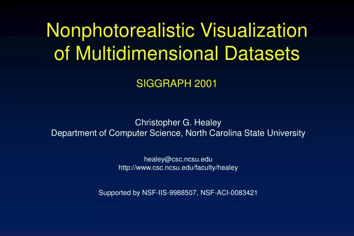 nonphotorealistic visualization of multidimensional datasets siggraph 2001