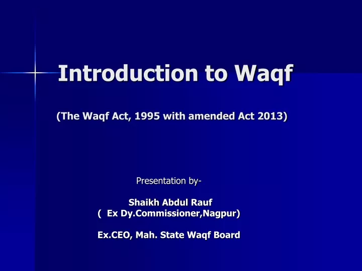 introduction to waqf the waqf act 1995 with amended act 2013