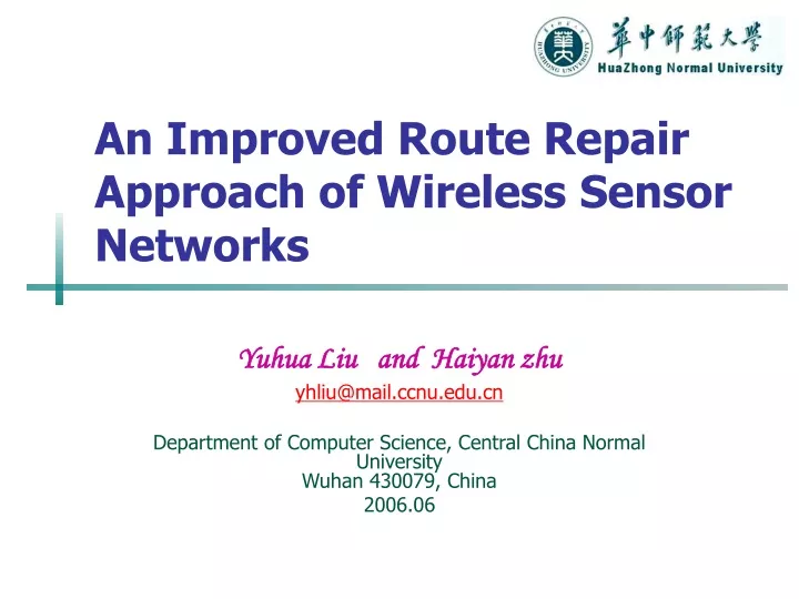 an improved route repair approach of wireless sensor networks