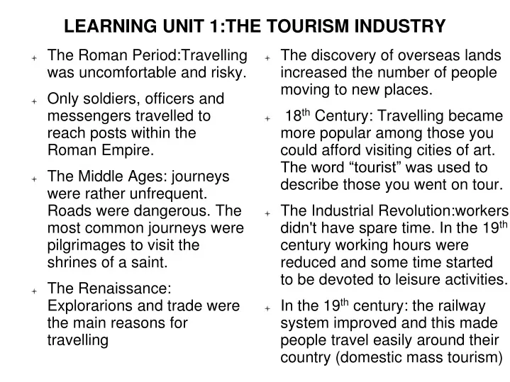 learning unit 1 the tourism industry