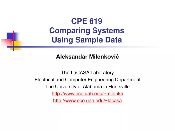 cpe 619 comparing systems using sample data