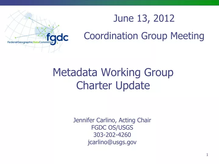metadata working group charter update