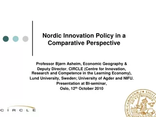 Nordic Innovation Policy in a Comparative Perspective