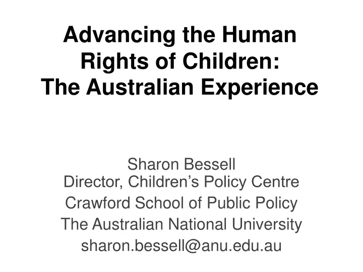 advancing the human rights of children the australian experience