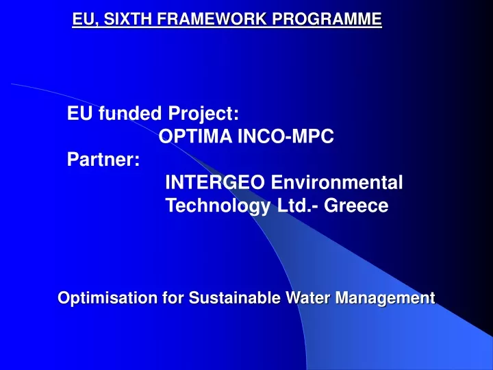 eu sixth framework programme