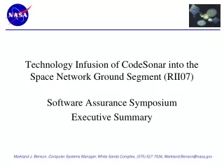 Technology Infusion of CodeSonar into the Space Network Ground Segment (RII07)