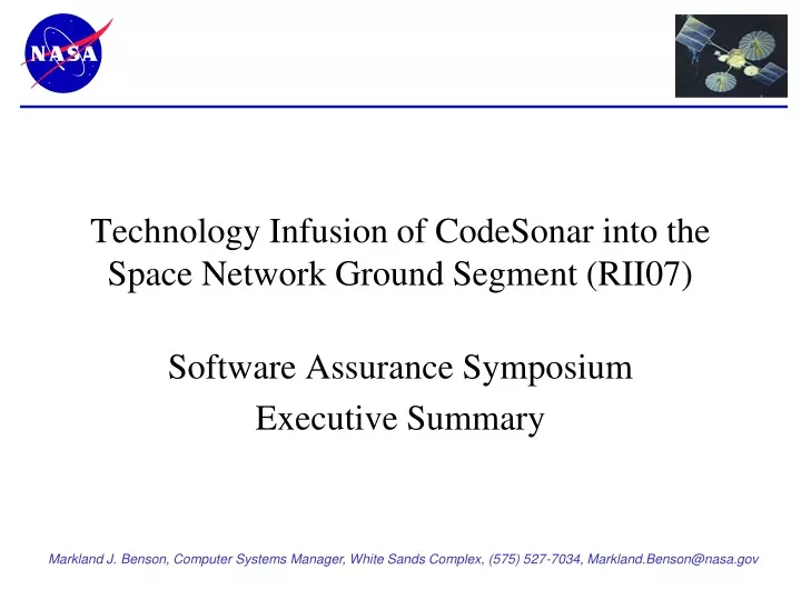 technology infusion of codesonar into the space network ground segment rii07