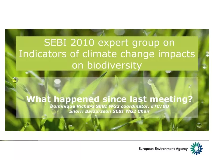 sebi 2010 expert group on indicators of climate change impacts on biodiversity