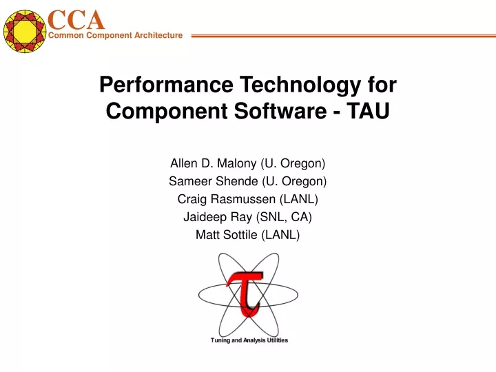 performance technology for component software tau