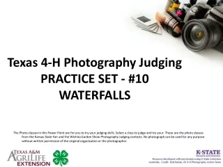 Texas 4-H Photography Judging PRACTICE SET - #10 WATERFALLS