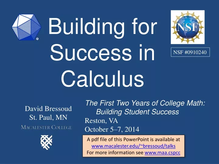 building for success in calculus