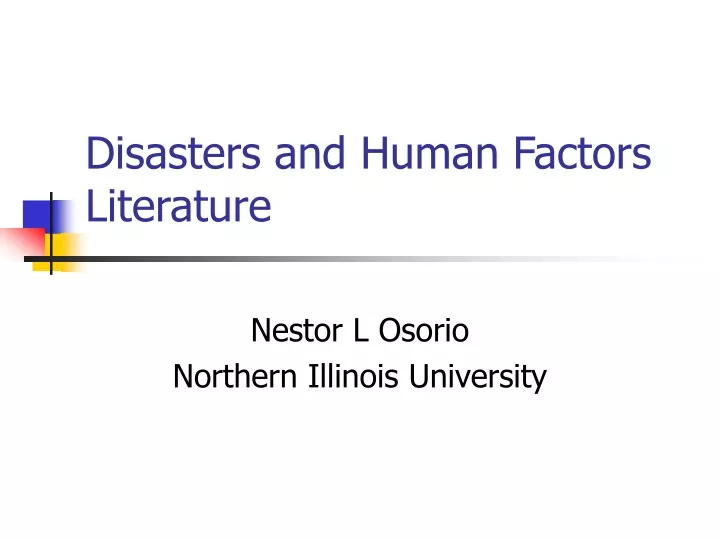 disasters and human factors literature