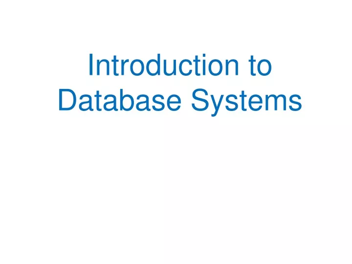 introduction to database systems