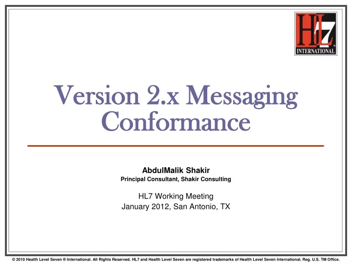 version 2 x messaging conformance