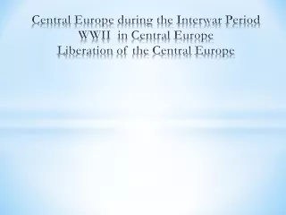 Central Europe at the beginning of  WW II