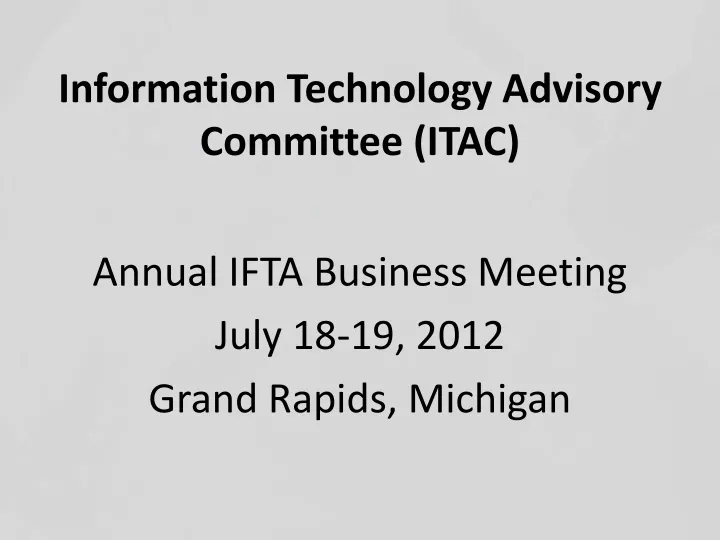 information technology advisory committee itac