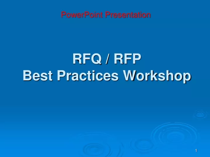 rfq rfp best practices workshop