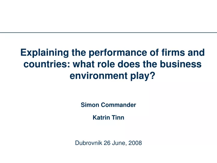 explaining the performance of firms and countries