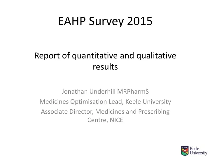 eahp survey 2015