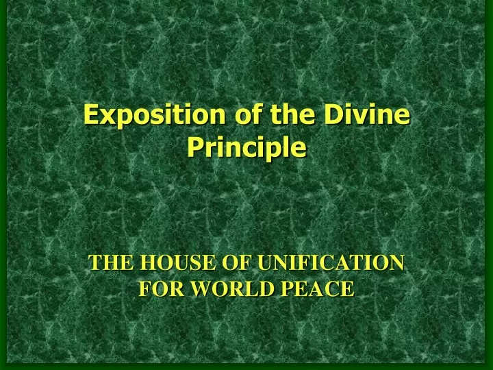 exposition of the divine principle