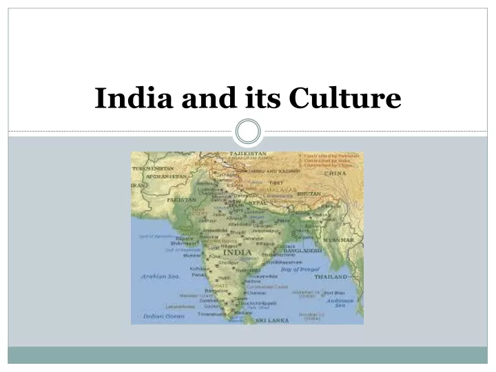india and its culture