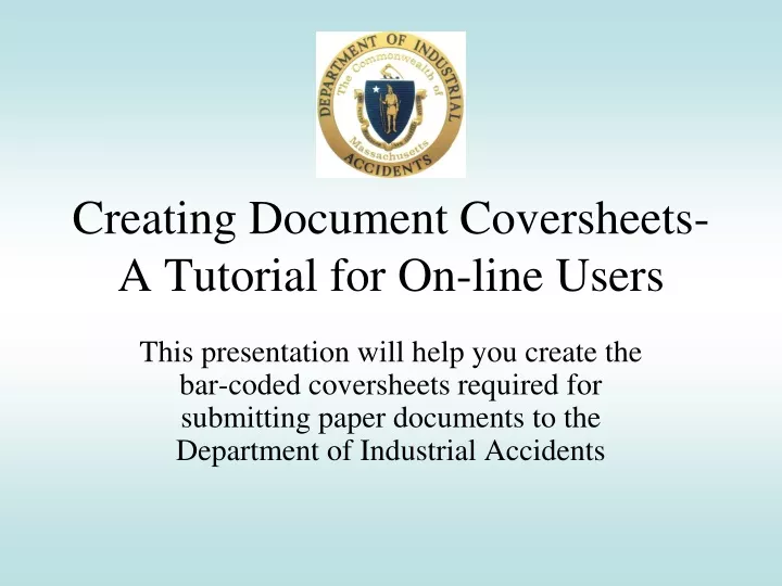 creating document coversheets a tutorial for on line users