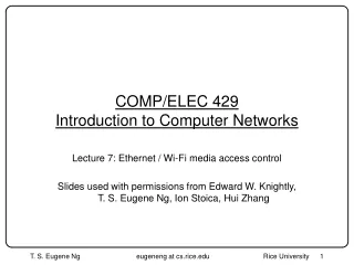 COMP/ELEC 429 Introduction to Computer Networks